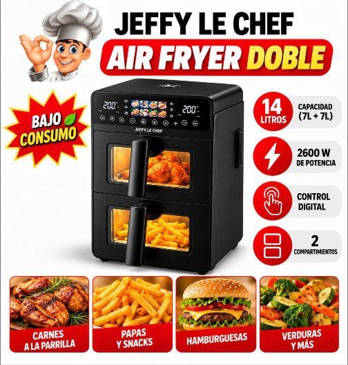 Air Fryer Doble 14L (7L + 7L) (Jeffy Le Chef)