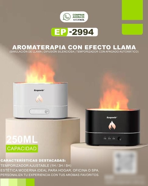 Humidificador Ecopower Aromaterapia Efecto Llama 250ML