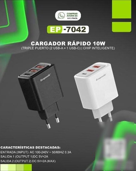 Cargador Rápido Ecopower 10W (Solo Cabeza)