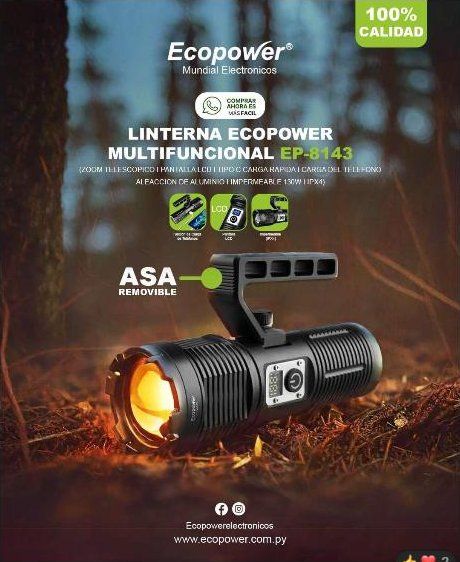 Linterna Ecopower Multifuncional Zoom Telescópico
