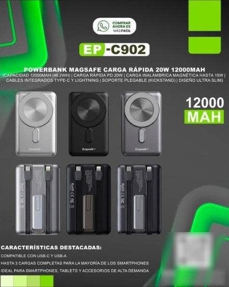 Powerbank Ecopower MagSafe 12000mAh Inalámbrico