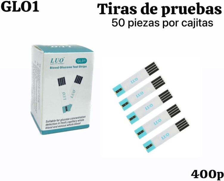 Tiras de Pruebas para Glucómetro LUO (50 piezas)