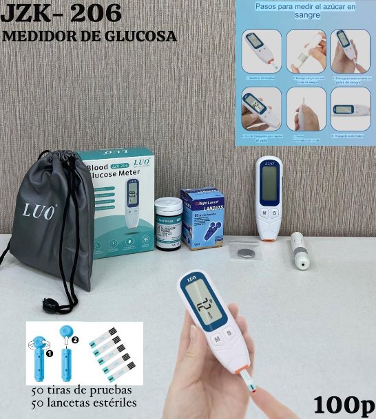 Medidor de Glucosa LUO (Kit Completo con Tiras y Lancetas)