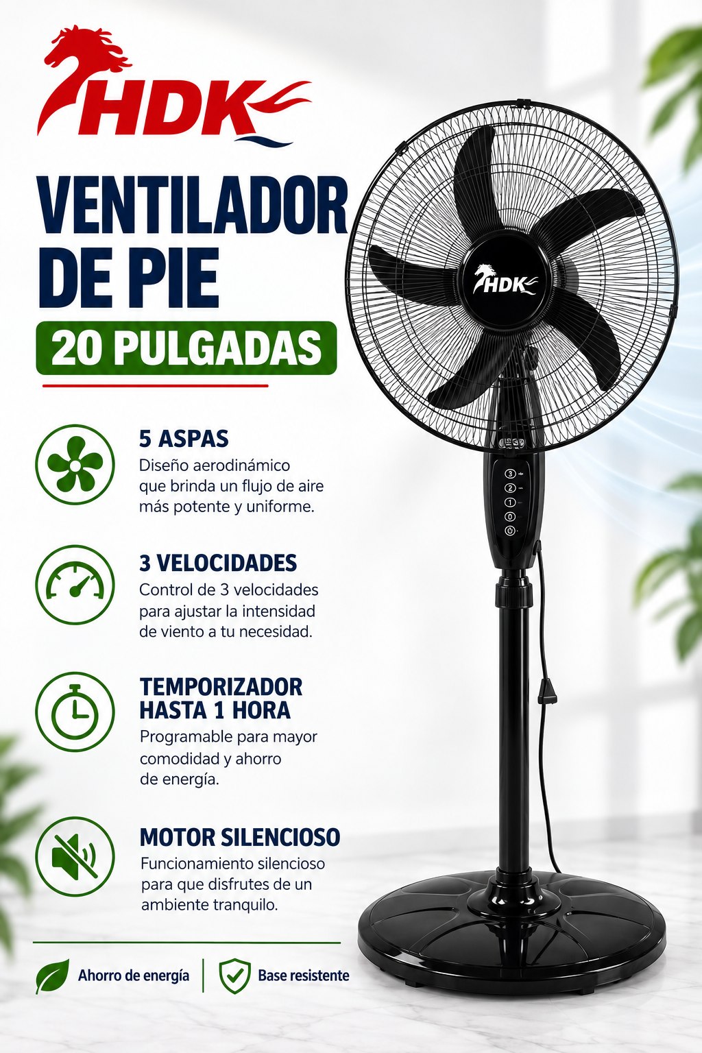 Ventilador de Pie HDK 20 pulgadas