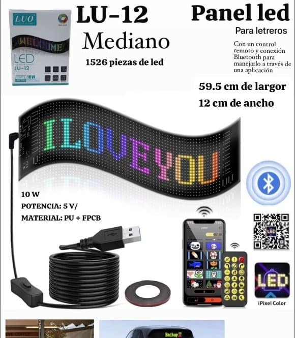 Panel LED para letreros Mediano 59.5x12cm Bluetooth