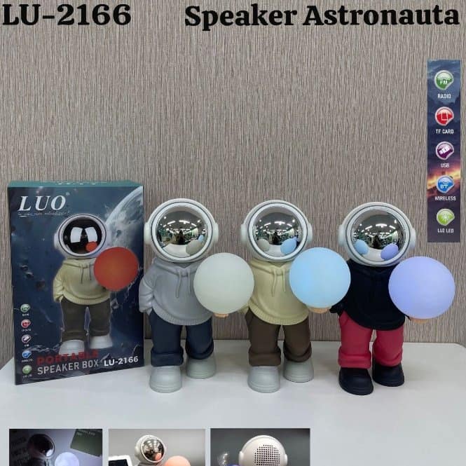 Parlante Astronauta Portátil con Luz LED (v2)