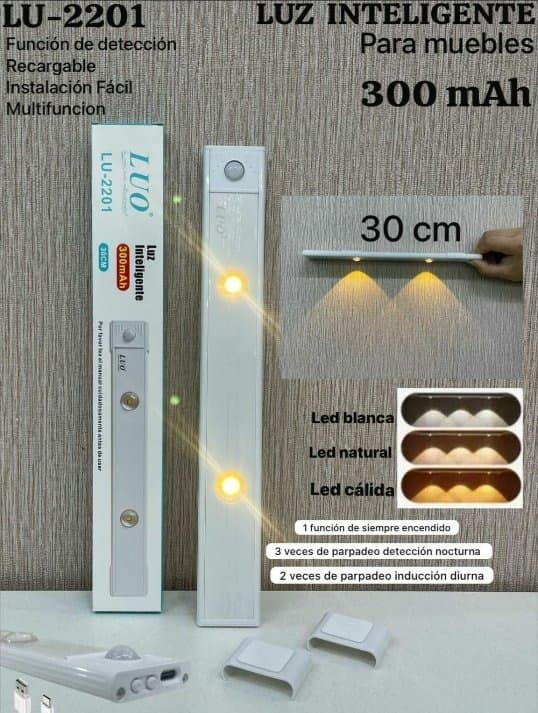 Luz Inteligente LED para muebles 30cm con sensor