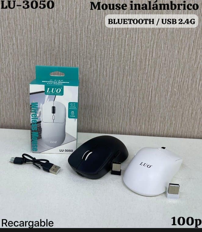 Mouse Inalámbrico Recargable Bluetooth/2.4G