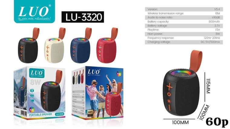 Parlante Bluetooth Portátil con Luz RGB 8W