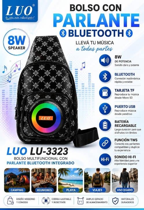 Bandolera Multifuncional con Parlante Bluetooth 8W
