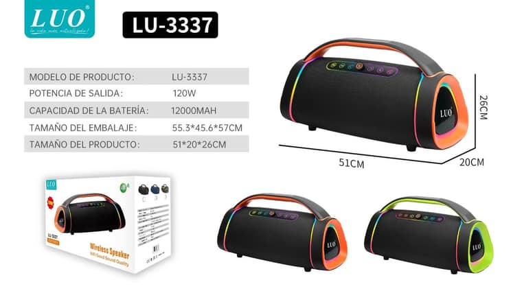 Parlante Bluetooth Portátil con Luz RGB 120W