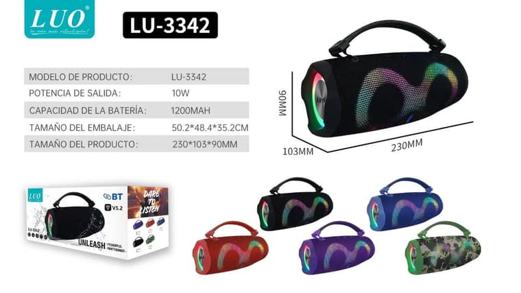 Parlante Bluetooth Portátil con Luz RGB 10W
