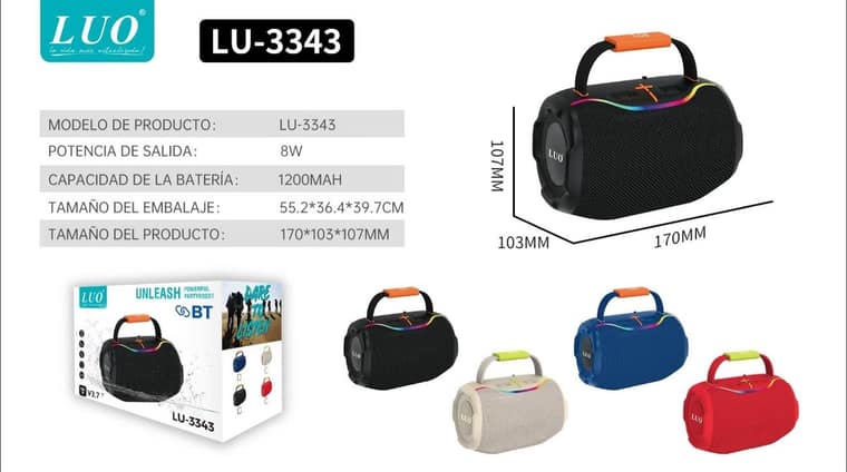 Parlante Bluetooth Portátil con Luz RGB 8W