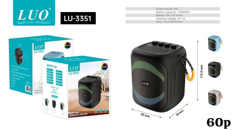 Parlante Bluetooth Portátil con Luz RGB