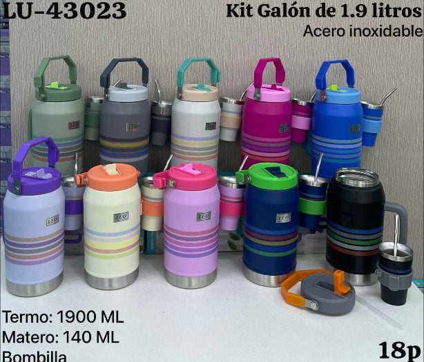 Kit Galón Térmico 1.9L con Matero y Bombilla