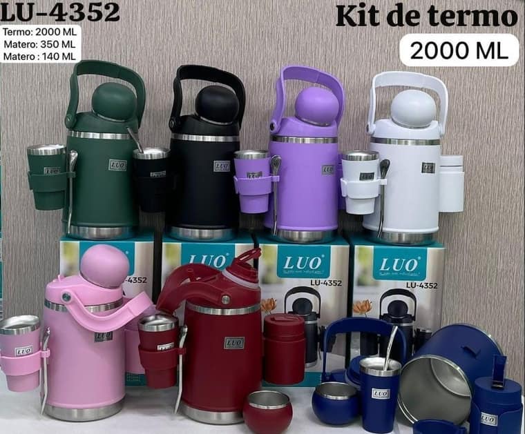 Kit de Termo 2000ML con Matero y Bombilla