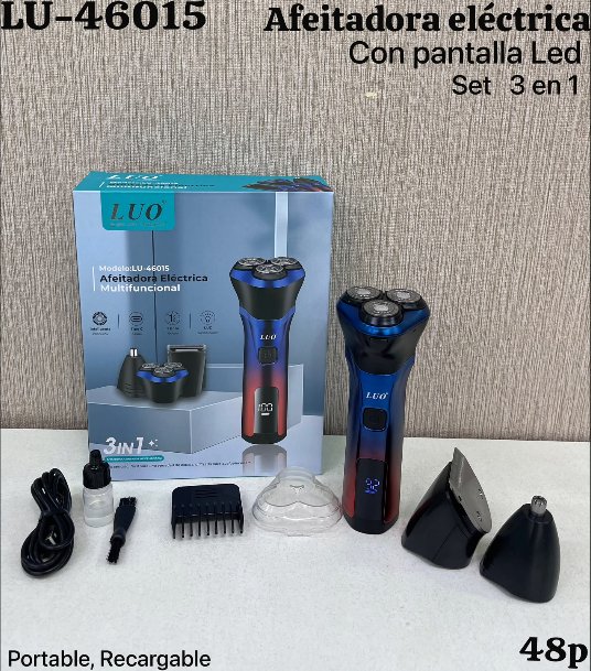 Afeitadora Eléctrica Masculina 3 en 1 con Pantalla LED
