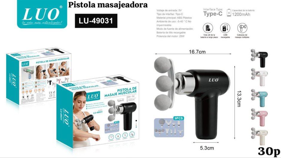 Pistola de Masaje Muscular Recargable