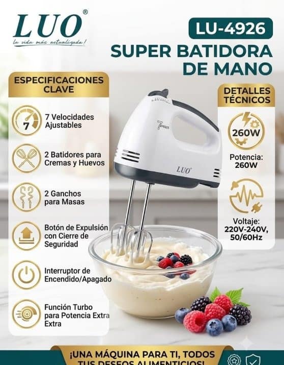 Super Batidora de Mano 7 Velocidades 260W