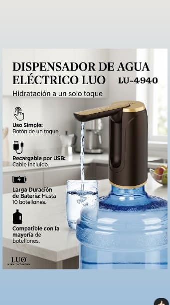 Dispensador de Agua Eléctrico Recargable (Puerto Tipo C)
