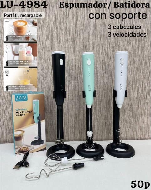 Espumador/Batidora con Soporte 3 Cabezales 3 Velocidades