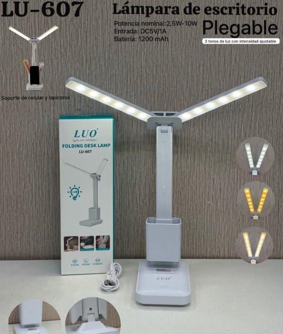 Lámpara de Escritorio Plegable con soporte celular