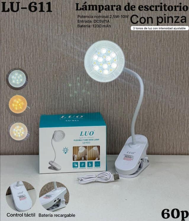 Lámpara de Escritorio con Pinza flexible