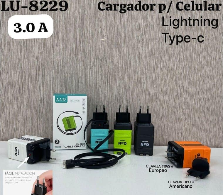 Cargador para Celular GaN 3.0A Lightning/Type-C