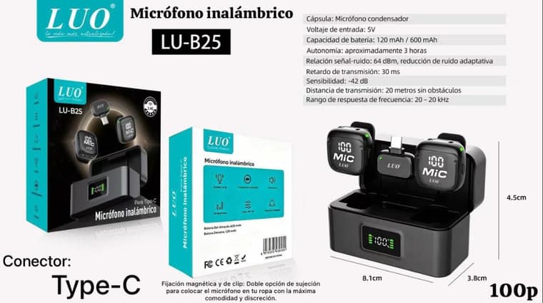 Micrófono Inalámbrico para Celular (Conector Tipo-C)