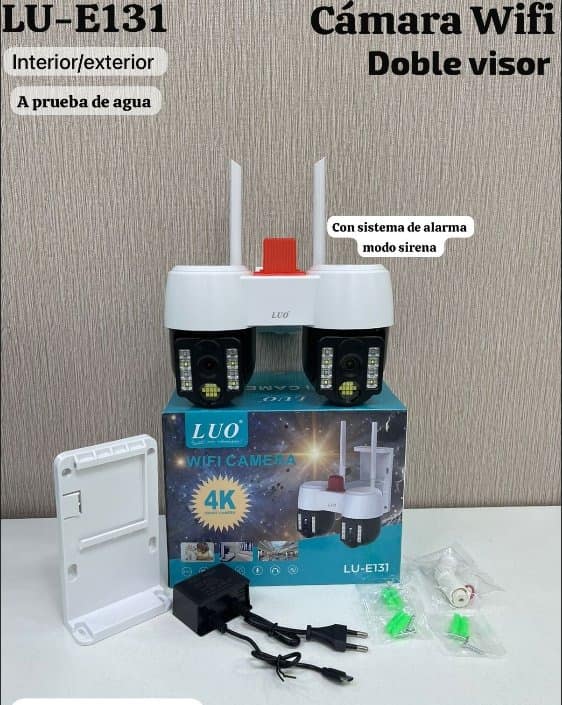 Cámara Wifi Doble Visor 4K con alarma sirena