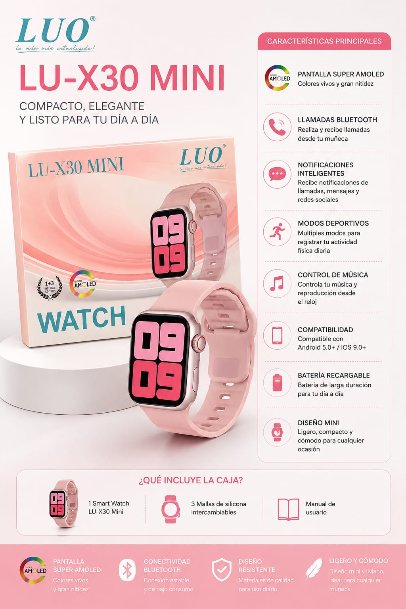 Reloj Digital LUO Mini para Dama (Smart Watch)