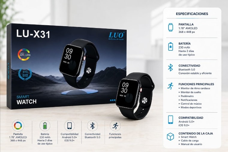 Reloj Digital LUO para Caballero (Smart Watch)