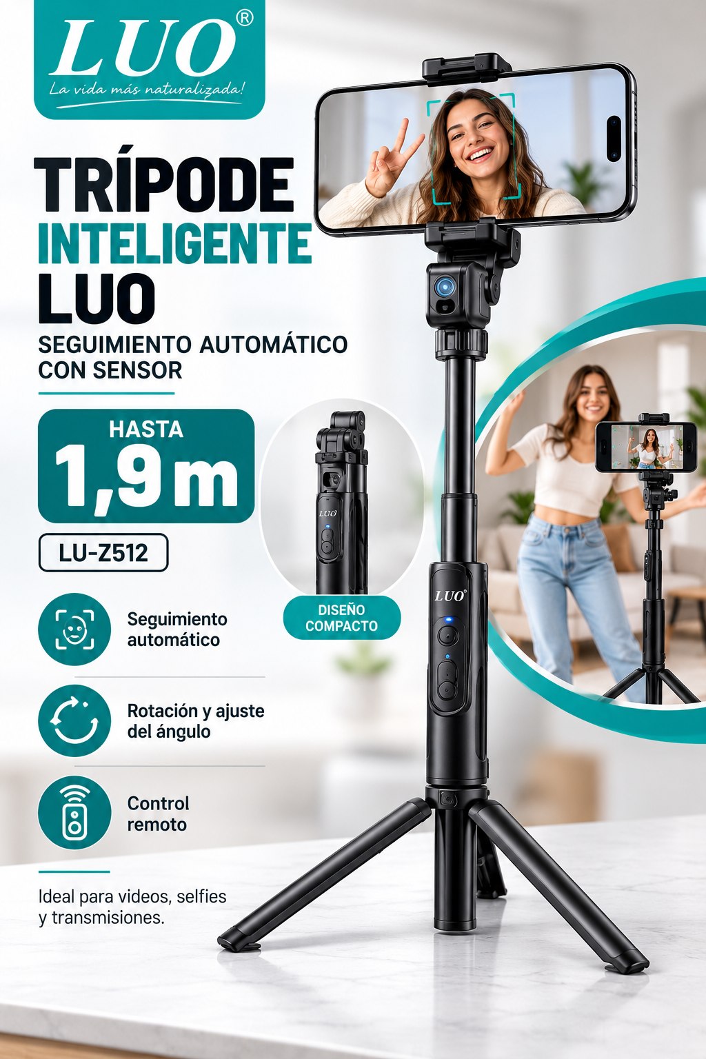Trípode Inteligente con Seguimiento Automático (se estira hast...