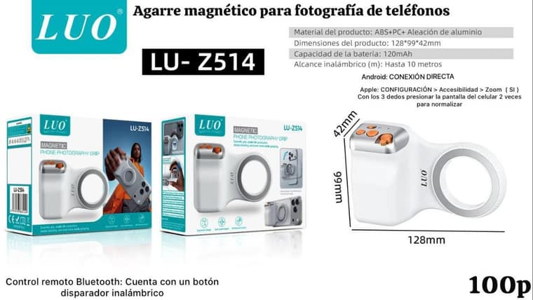 Agarre Magnético para Celular con Bluetooth (Control Remoto)