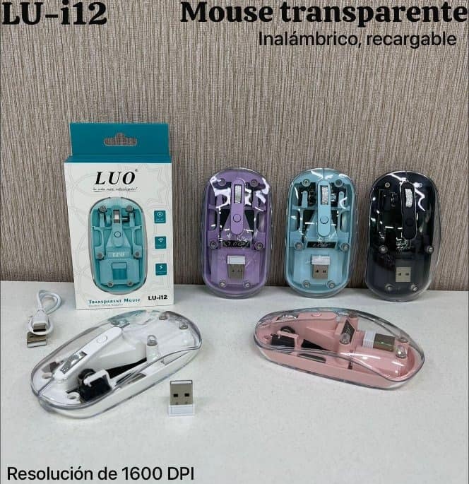 Mouse Transparente Inalámbrico recargable 1600DPI
