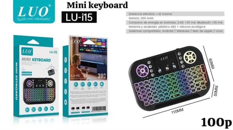 Mini Teclado Inalámbrico Retroiluminado