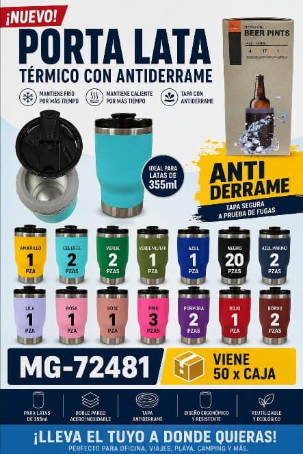 Vaso Porta Lata/Botella Térmico Antiderrame 355ml (50pcs)