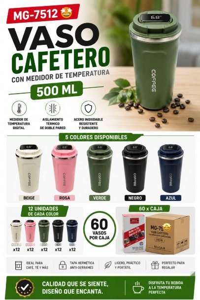 Vaso Cafetero con Medidor de Temperatura 500ML