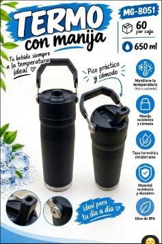 Hoppy Termo con Manija 650ML Solo Negro