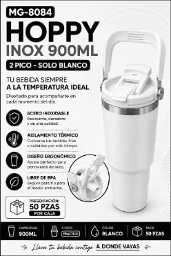 Hoppy Inox 900ML 2 Pico Solo Blanco