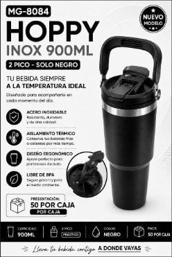 Hoppy Inox 900ML 2 Pico Solo Negro